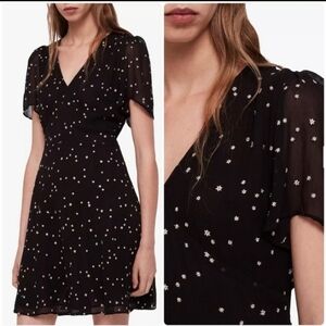 All Saints Lucia Starts Print Dress V Neckline Size 2